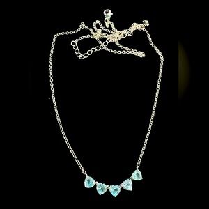 Swiss Blue Topaz Multi Stone Heart Shaped Sterling Silver Necklace